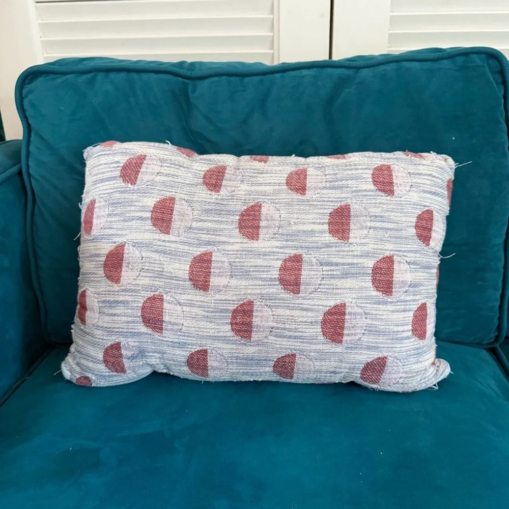 Anthropologie | Marguerite Pop Polka Dot Lumbar Throw Pillow Cotton Blue Purple